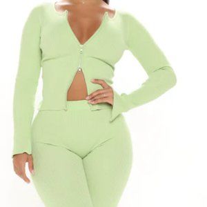 Wrong Way Sweater Pant Set - Green